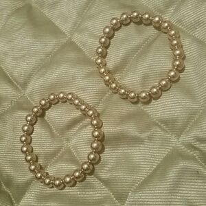 Bracelets acrylic gold bead ball stretch Set 2 NEW